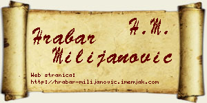 Hrabar Milijanović vizit kartica